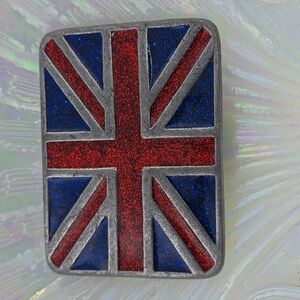 Union Jack Flag Glittery Belt Buckle